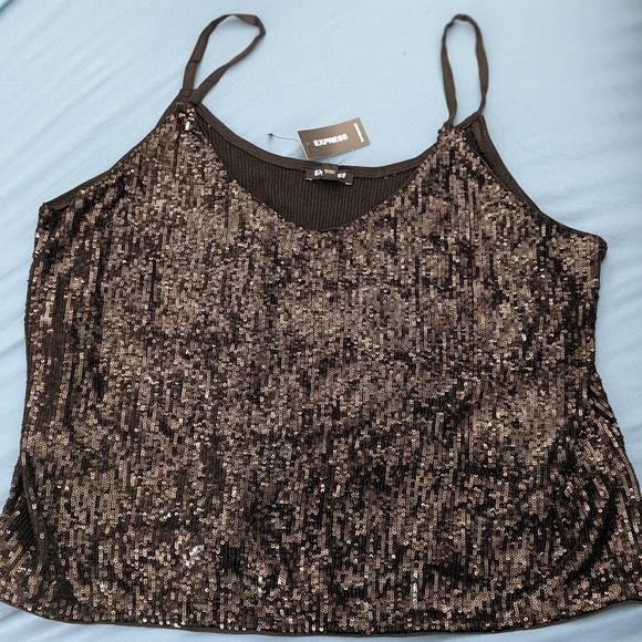 Express Sequin V-Neck Cami - Picture 2 of 2